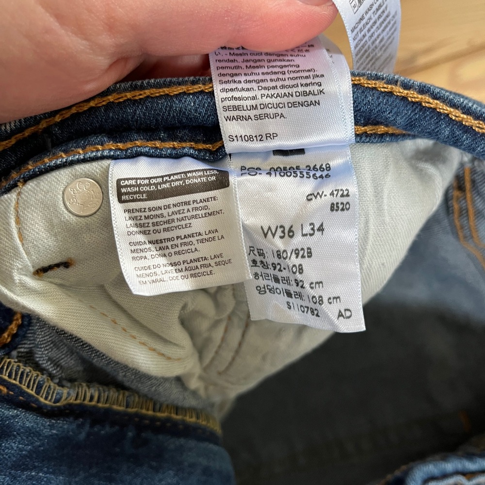 Levi Strauss 505 Regular Fit Straight Dark Wash Casual Denim Jeans Mens W36 L34 - Picture 7 of 8